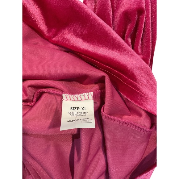Pink Velvet Shirt Dress Long Sleeve Mini Babydoll Style Women's XL - Picture 3 of 3